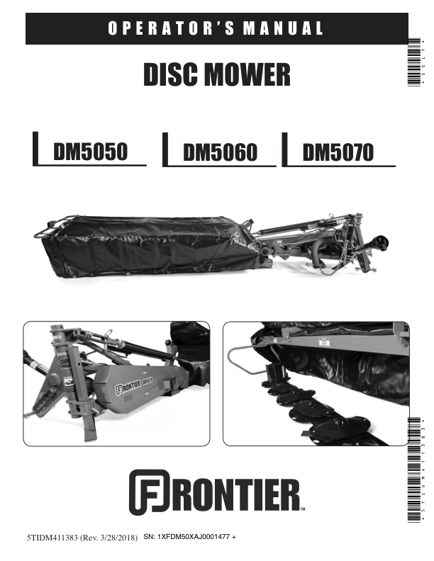 John Deere DM5050, DM5060 & DM5070 Disk Mowers Operator's Manual (5TIDM411383)