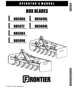 John Deere Frontier Box Blades BB5048L, BB5060, BB5060L, BB5072, BB5084, BB5096 Operator's Manual (5TITE511191)
