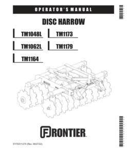 John Deere TM1048L, TM1062L, TM1164, TM1173, TM1179 Disc Harrow  Operator's Manual (5TITE511274)