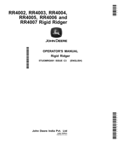 John Deere RR4002, RR4003, RR4004, RR4005, RR4006, RR4007 Rigid Ridger (India) Operator's Manual (5TUOMRG001)
