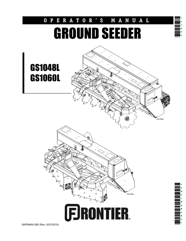 John Deere GS1048L, GS1060L Ground Seeder Operator's Manual (5WPMAN1285)