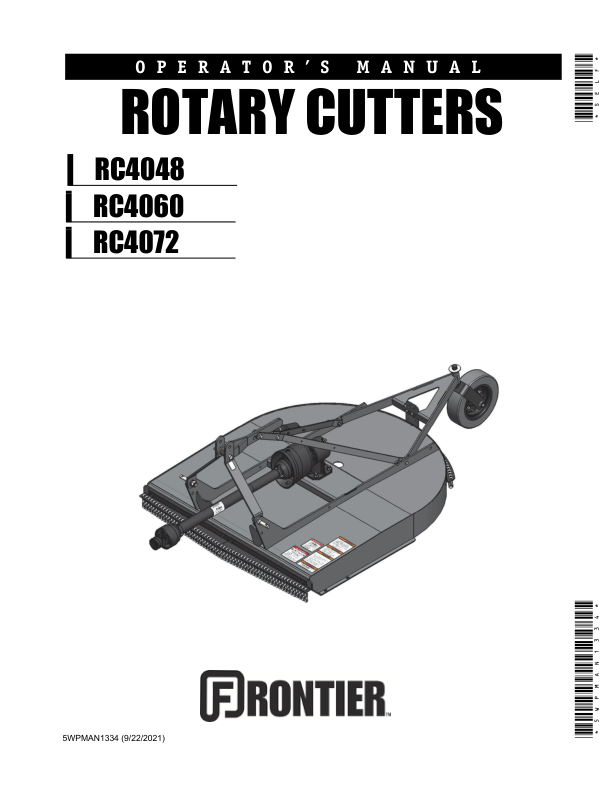 John Deere RC4048, RC4060, RC4072 Rotary Cutters Operator's Manual (5WPMAN1334)
