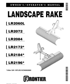 John Deere LR2060, LLR2072, LR2084, LR2172*, LR2184*, LR2196* LANDSCAPE RAKE (* 1XFLR21XCN0002800-) Operator's Manual (5WS105032)