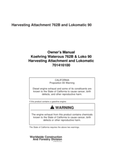 John Deere 762B Harvesting Heads Operator's Manuals (701416100)