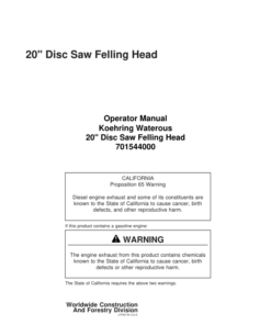 John Deere 20 INCH Stt Disc Saw Felling Heads Operator's Manuals (701544000)