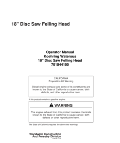 John Deere 18 INCH Stt Disc Saw Felling Heads Operator's Manuals (701544100)