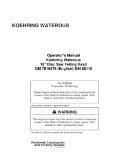 John Deere 18 INCH Dtt Disc Saw Felling Heads Operator's Manuals (701547500)