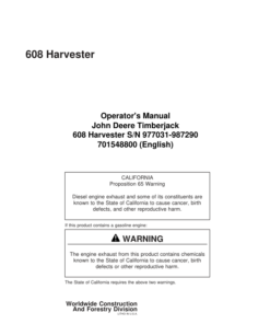 John Deere 608 Tracked Feller Bunchers Operator's Manuals (701548800)