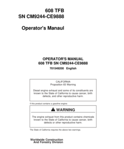 John Deere 608 Tracked Feller Bunchers Operator's Manuals (701549200)
