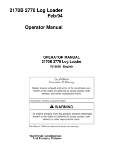 John Deere 2170B, 2770 Knuckleboom Loader Operator's Manuals (7015526)