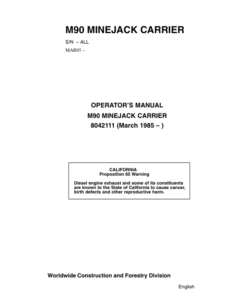 John Deere M90 Skidders Operator's Manuals (8042111)