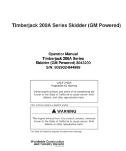 John Deere 200A Skidders Operator's Manuals (8043200)