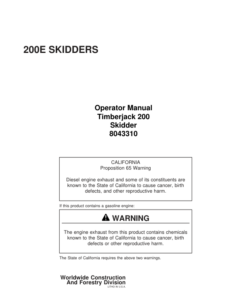 John Deere 200 Skidders Operator's Manuals (8043310)