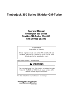 John Deere 350 Skidders Operator's Manuals (8044010)