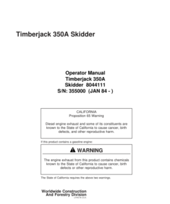 John Deere 350 Skidders Operator's Manuals (8044111)