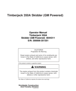 John Deere 350 Skidders Operator's Manuals (8044311)
