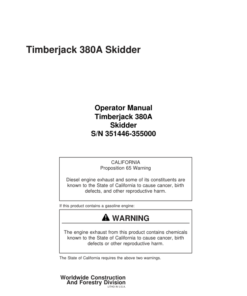 John Deere 380A Skidders Operator's Manuals (8044511)
