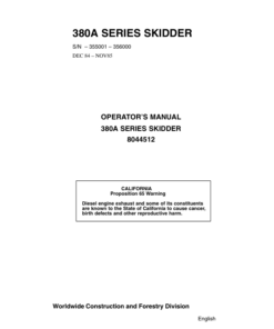 John Deere 380A Skidders Operator's Manuals (8044512)