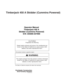 John Deere 450A Skidders Operator's Manuals (8044610)
