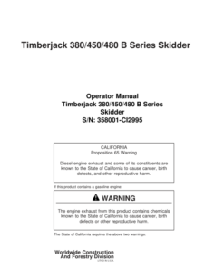 John Deere 380B, 450B, 480B Skidders Operator's Manuals (8044812)