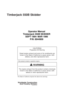 John Deere 550B Skidders Operator's Manuals (8044909)
