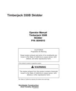 John Deere 550B Skidders Operator's Manuals (8044910)
