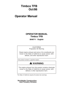 John Deere T25 Tracked Feller Bunchers Operator's Manuals (8046711)