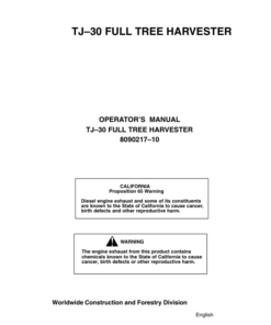 John Deere TJ30 Harvester Operator's Manuals (8090217)