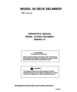 John Deere TJ30 Delimbers Operator's Manuals (8090463)