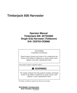 John Deere 608 Tracked Harvesters Operator's Manuals (827353000)