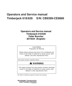 John Deere 618, 628 Tracked Feller Bunchers Operator's Manuals (8273534)