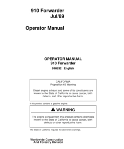 John Deere 910 Forwarders Operator's Manuals (910932)