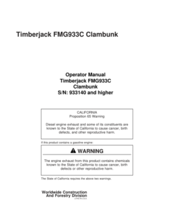 John Deere 933C Clambunk Operator's Manuals (933140)