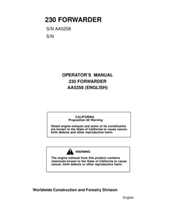 John Deere 230 Forwarders Operator's Manuals (AA5258)