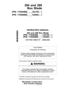 John Deere 284, 288 Box Blades Operator's Manuals (CXT17453)