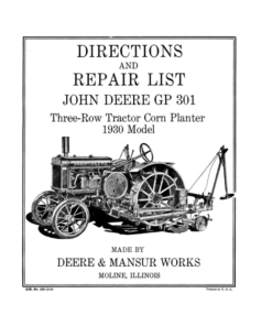 John Deere GP301 Three-Row Tractor Corn Planter Operator's Manual (DIR103B)