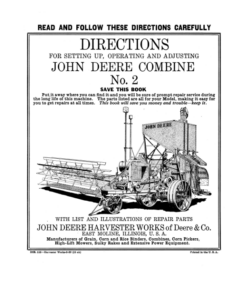 John Deere No. 2 Combine - Setup & Adjustments Operator's Manual (DIR113A)