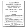 John Deere GP-402, GP-404, GP-405 Tractor Cultivators Operator's Manual (DIR113D)