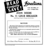 John Deere No. 11 Grub Breaker Operator's Manual (DIR114)
