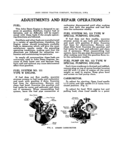 Alternative view of John Deere No. 111 Type W Engine, No. 113 Type W Special Pumping Engine Operator's Manual (DIR117)