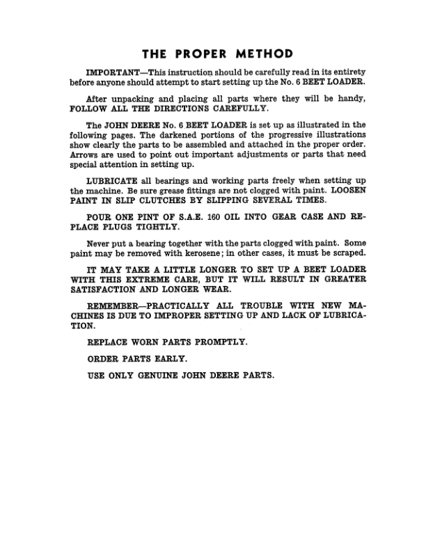 John Deere No. 6 Beet Loader Setup & Operation Operator's Manual (DIR136A) - Image 2