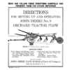John Deere No. 8 Orchard Tractor Plow Operator's Manual (DIR139C)
