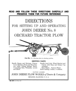 John Deere No. 8 Orchard Tractor Plow Operator's Manual (DIR139C)
