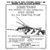 John Deere No. 5-A Tractor Plow Operator's Manual (DIR140)