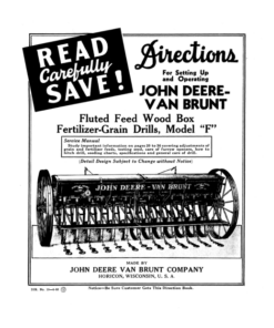 John Deere Fluted Feed Wood Box Fertilizer-Grain Drill, Model F Operator's Manual (DIR15)