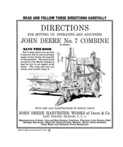 John Deere No. 7 Combines Setup & Adjustments Operator's Manual (DIR168A)