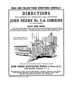 John Deere No. 5-A Combine (10-, 12-Ft) Operator's Manual (DIR174)