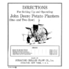 John Deere One- or Two-Row Potato Planters (Horse or Tractor Hitches) Operator's Manual (DIR17C)