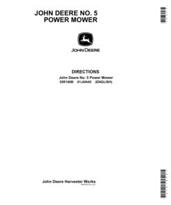 John Deere No. 5 Power Mower Operator's Manual (DIR180B)
