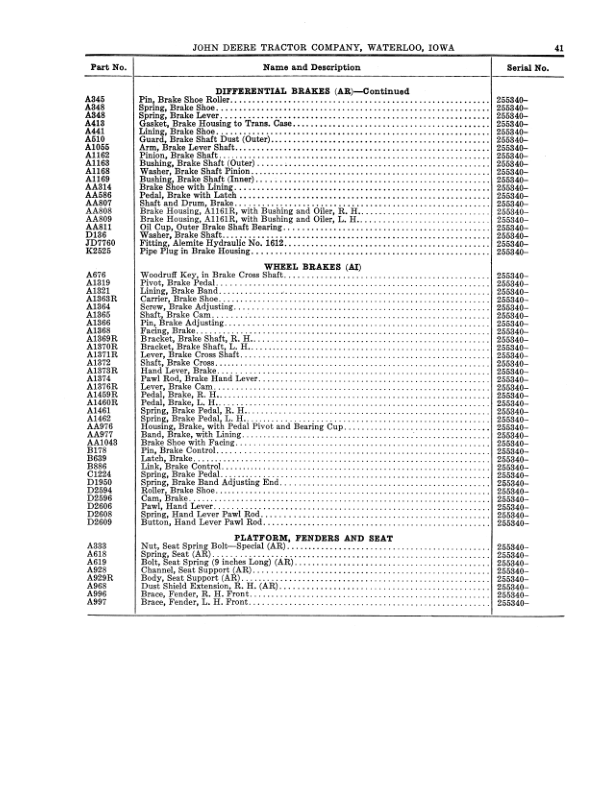 John Deere Instructions & Parts List for Models AR & AI Tractors Operator's Manual (DIR182B) - Image 2